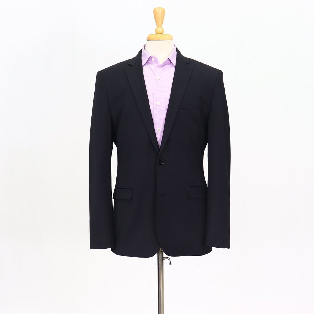 Express 42L Black Blazer Sport Coat Jacket 2-Button Solid Y656